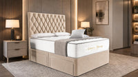 Naples Sand - Regency Diamond Luxury Divan Bed – Deep Button-Tufted Headboard with Premium Upholstered Frame & Storage