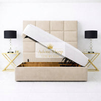 Naples Cream - Kensington Royale Luxury Ottoman Divan Storage Bed Frame – Premium Panelled Headboard