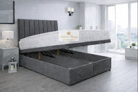 Naples Slate Grey - Regency Lined Panel Luxury Solid Ottoman Storage Bed Frame
