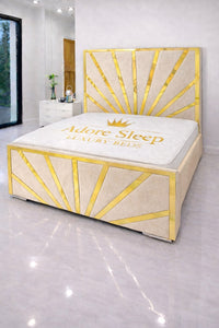 Naples Cream - Solaris Radiance Luxury Geometric Upholstered Bed Frame