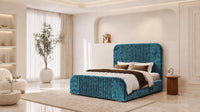 Crushed Velvet Teal - Beaumont Arc Luxury Ribbed Ottoman Storage Bed
