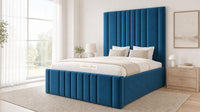Naples Blue - Knightsbridge Imperial Luxury Panelled Ottoman Storage Bed