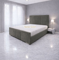 Plush Velvet Grey - Riviera Maison Luxury Panelled Upholstered Bed Frame