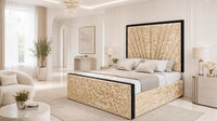 Crushed Velvet Gold - Gatsby Sunray Luxury Art Deco Upholstered Bed Frame