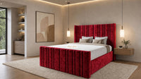 Crushed Velvet Red - Kensington Fluted Luxury Ottoman Storage Bed