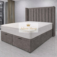 Naples Slate Grey - Grand Elysee Luxury Panelled Upholstered Bed Frame with Divan Ottoman Storage