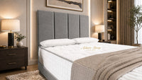 Plush Velvet Grey - Kensington Grande Luxury Divan Bed – Premium Upholstered Bed Frame with Tall Vertical Panel Headboard