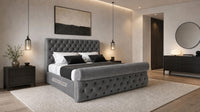 Naples Slate Grey - Windsor Chesterfield Luxury Scroll Bed Frame