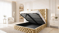 Crushed Velvet Gold - Claridge Chesterfield Luxury Deep-Button Ottoman Storage Bed