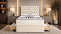 Naples Cream - Regency Diamond Luxury Divan Bed – Deep Button-Tufted Headboard with Premium Upholstered Frame & Storage