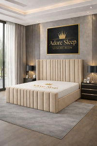 Naples Sand - Celestine Luxe Vertical Panel Upholstered Bed Frame