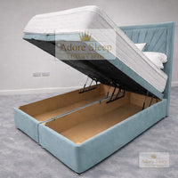 Plush Velvet Duck Egg - Aurelia Regent Luxury Upholstered Ottoman Divan Bed Frame with Storage
