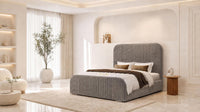 Plush Velvet Grey - Beaumont Arc Luxury Ribbed Ottoman Storage Bed