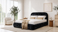 Crushed Velvet Black - Ellington Curve Luxury Upholstered Ottoman Storage Bed