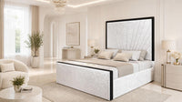 Crushed Velvet White - Gatsby Sunray Luxury Art Deco Upholstered Bed Frame