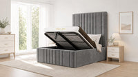 Plush Velvet Grey - Knightsbridge Imperial Luxury Panelled Ottoman Storage Bed