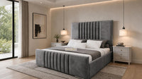 Plush Velvet Grey - Belgravia Luxury Ottoman Storage Bed – Premium Upholstered Gas Lift Bed Frame
