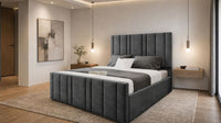 Naples Charcoal - Valentina Linear Luxury Upholstered Bed Frame