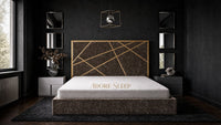 Crushed Velvet Mink - Knightsbridge Regal Mosaic Luxury Panel Bed Frame with Gold Strip – Upholstered