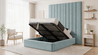 Plush Velvet Duck Egg - Grosvenor Grand Channel Luxury Ottoman Storage Bed