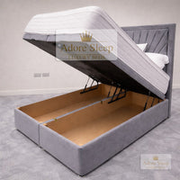 Plush Velvet Grey - Aurelia Regent Luxury Upholstered Ottoman Divan Bed Frame with Storage