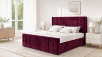Crushed Velvet Aubergine - Savoy Ribbed Luxury Ottoman Storage Bed