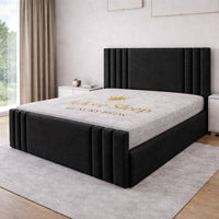 Naples Black - Astoria Luxe Luxury Vertical Panelled Upholstered Bed Frame
