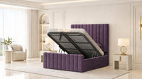 Naples Purple - Langham Column Luxury Panelled Ottoman Storage Bed