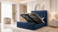 Plush Velvet Sapphire - Buckingham Tailored Luxury Panelled Ottoman Storage Bed