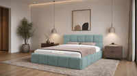 Plush Velvet Duck Egg - Aurelius Cloud Luxury Upholstered Ottoman Storage Bed