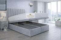 Naples Silver - Regency Lined Panel Luxury Solid Ottoman Storage Bed Frame