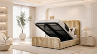 Crushed Velvet Gold - Beaumont Arc Luxury Ribbed Ottoman Storage Bed