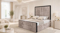 Crushed Velvet Mink - Gatsby Sunray Luxury Art Deco Upholstered Bed Frame