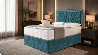 Crushed Velvet Teal - Aurelia Luxury Sunburst Divan Bed – Designer Upholstered Bed Frame