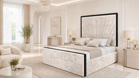 Crushed Velvet Champagne - Gatsby Sunray Luxury Art Deco Upholstered Bed Frame