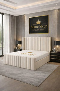Naples Cream - Celestine Luxe Vertical Panel Upholstered Bed Frame