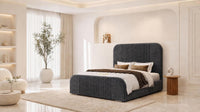 Naples Charcoal - Beaumont Arc Luxury Ribbed Ottoman Storage Bed