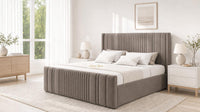 Naples Mink - Savoy Ribbed Luxury Ottoman Storage Bed