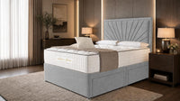 Naples Silver - Aurelia Luxury Sunburst Divan Bed – Designer Upholstered Bed Frame