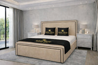 Naples Beige - Astoria Luxe Luxury Upholstered Bed Frame – Premium Panelled Headboard & Footboard