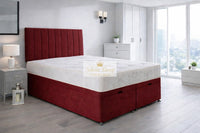Plush Velvet Maroon - Regency Lined Panel Luxury Solid Ottoman Storage Bed Frame