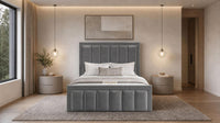 Plush Velvet Grey - Belgravia Regent Luxury Panelled Ottoman Storage Bed