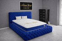 Naples Blue - Aurelia Ambassador Grande Luxury Button-Tufted Upholstered Bed Frame