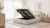 Crushed Velvet Cream - Ellington Curve Luxury Upholstered Ottoman Storage Bed