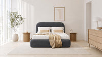 Naples Charcoal - Ellington Curve Luxury Upholstered Ottoman Storage Bed