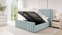 Plush Velvet Duck Egg - Savoy Ribbed Luxury Ottoman Storage Bed