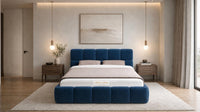 Plush Velvet Sapphire - Aurelius Cloud Luxury Upholstered Ottoman Storage Bed