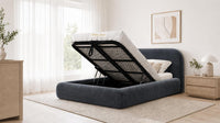 Naples Charcoal - Ellington Curve Luxury Upholstered Ottoman Storage Bed
