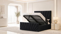 Naples Black - Riviera Fan Luxury Sculpted Ottoman Storage Bed