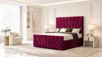 Crushed Velvet Aubergine - Riviera Fan Luxury Sculpted Ottoman Storage Bed